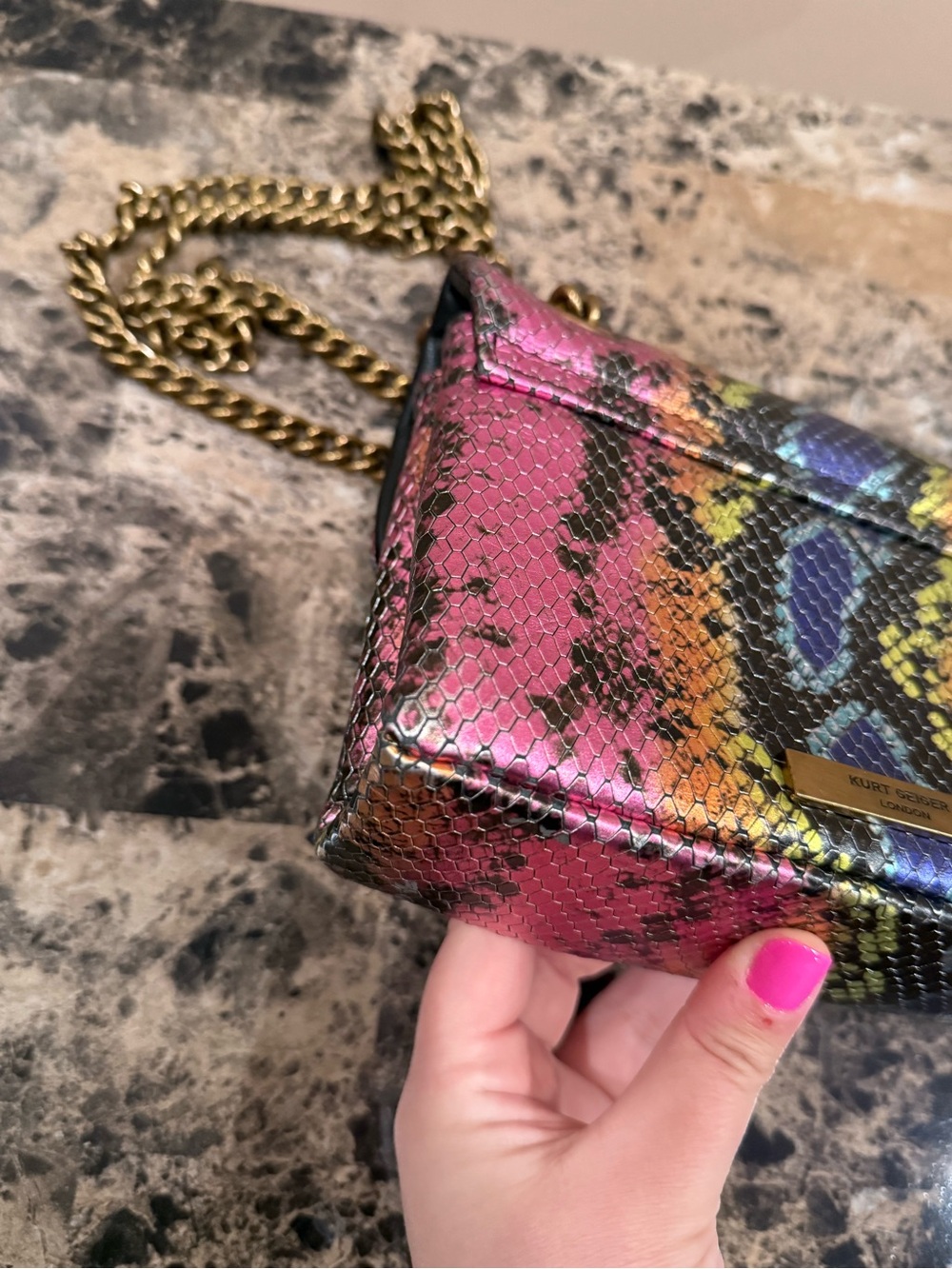 Kurt Geiger Kensington Snake-Skin Bag - Picture 7 of 15
